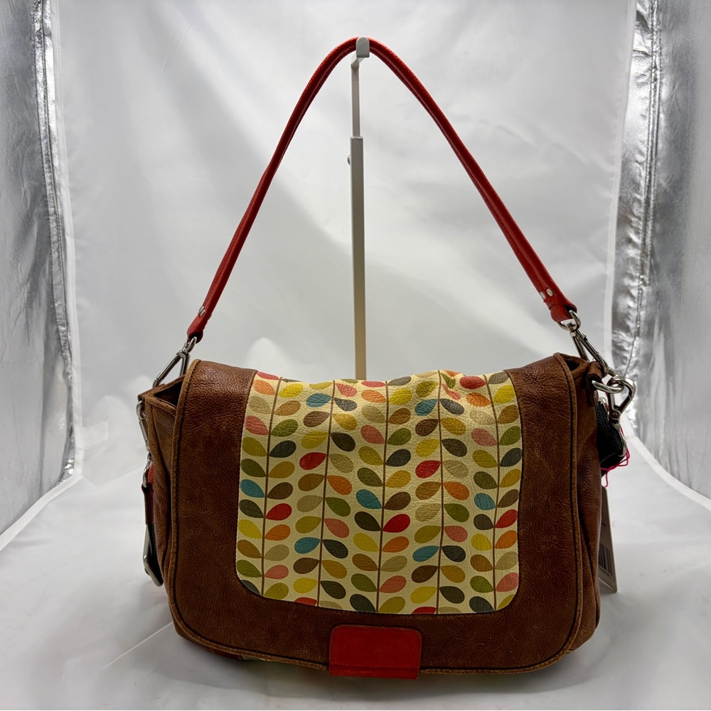 Orla Kiely Stem Print Leather Rosemary Bag